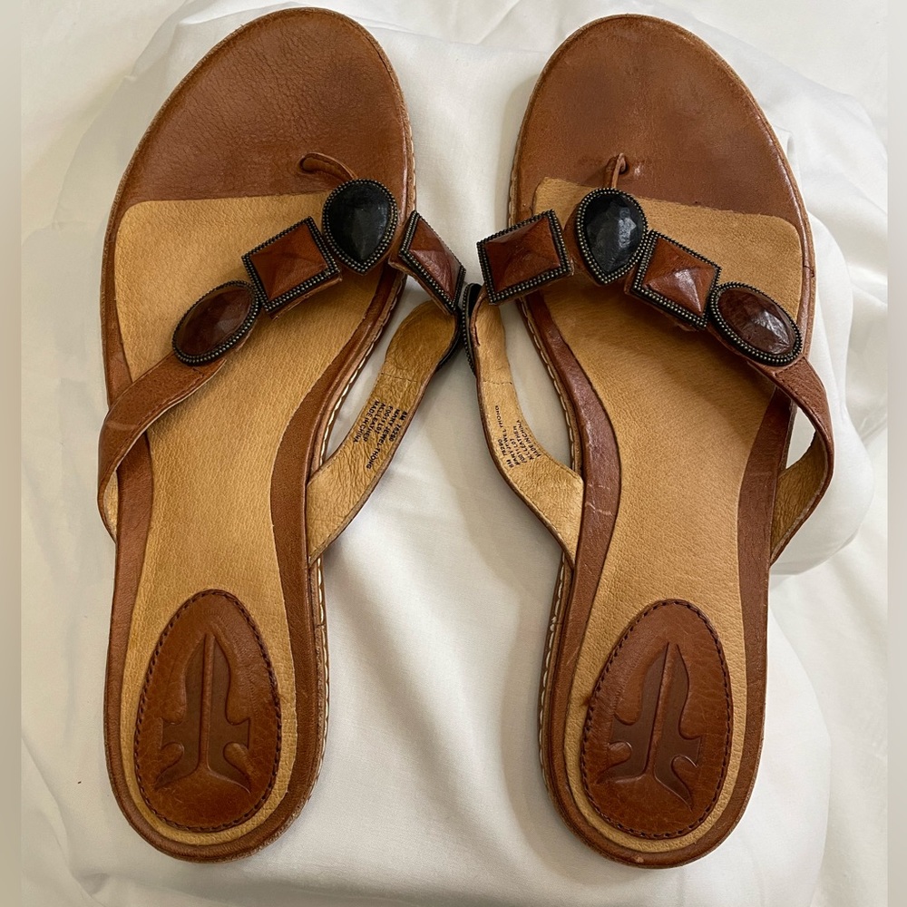 Frye Mary Jewel Jeweled Leather Thong Sandal Shoes Size 8M